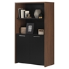 Tasko Storage Bookcase - 2 Doors, Brown Walnut, Pure Black - SS-10392