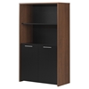 Tasko Storage Bookcase - 2 Doors, Brown Walnut, Pure Black - SS-10392