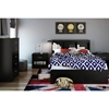 Step One Full Bookcase Headboard - 3 Compartments, Pure Black - SS-3107079