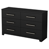 Primo 6 Drawers Double Dresser - Pure Black - SS-3307010