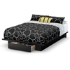 Holland Pure Black Platform Bed with Drawer Underneath - SS-3370215