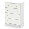Moonlight Pure White 4-Drawer Chest with Antique Brass Handles - SS-3760034