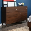 Olly 6 Drawers Double Dresser - Brown Walnut - SS-3828027