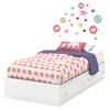 Joy Twin Mates Bedroom Set - Drawers and Flowers Wall Decal Set, Pure White - SS-8050119K-BED-SET