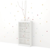 Axess 4 Shelves Bookcase - Birch Tree and Colored Dots Decals, Pure White - SS-8050127K