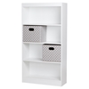 Axess Bookcase - 2 Storage Baskets, 4 Shelves, Pure White - SS-8050142K