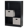 Axess Bookcase - 2 Storage Baskets, 3 Shelves, Pure Black - SS-8050144K