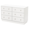 Litchi 6 Drawers Double Dresser - Pure White - SS-9011027