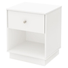 Litchi Twin Mates Bedroom Set - 2 Drawers, Pure White - SS-9011-BED-SET