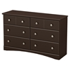 Morning Dew 6 Drawers Double Dresser - Chocolate - SS-9016027