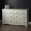 Country Poetry Double Dresser - 6 Drawers, White Wash - SS-9031027