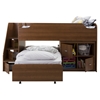 Mobby Twin Loft Bed with Stairs - Trundle, Storage Unit, Morgan Cherry - SS-9055A3