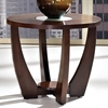 Rafael Round Side Table - Crackled Glass, Dark Cherry Wood - SSC-RF300E