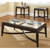 Mayfield Coffee Table & Side Tables Set - Glass, Dark Brown Frame - SSC-MF300