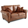 Silverado Loveseat - Rolled Arms, Pillows, Caramel Brown Leather - SSC-SR910L