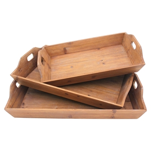 3-Piece Wood Tray 