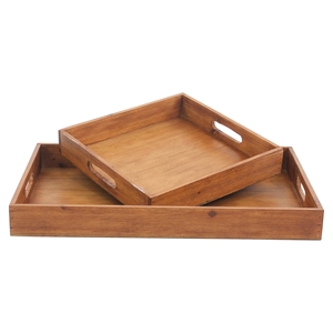 2-Piece Wood Tray (Set of 2) 