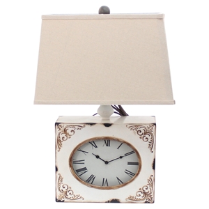 Clock Table Lamp - White (Set of 2) 