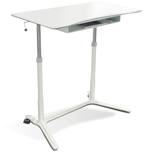 Mobile Sit & Stand Desk - Adjustable Height, White 