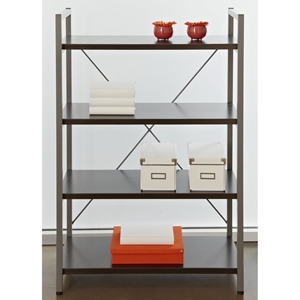 4-Shelf Bookcase - Metal Frame, Espresso 