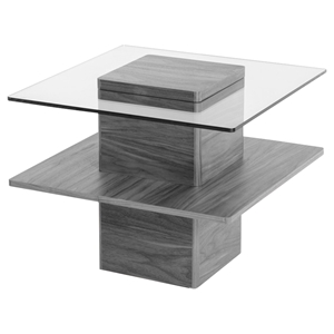Modrest Clarion Modern Square End Table - Walnut and Glass 