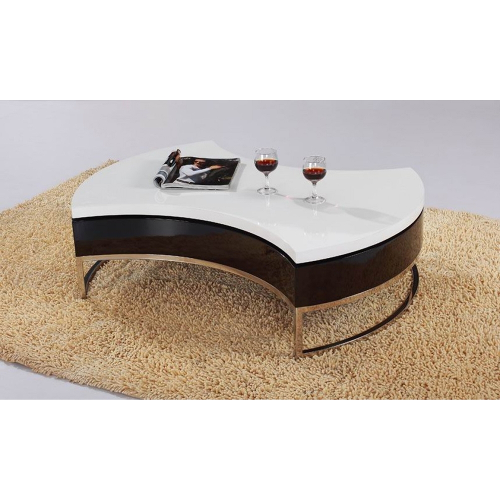 Modrest Modern Round Coffee Table - Storage, White and Black | DCG Stores