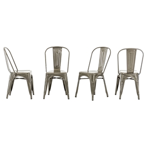 Modrest Elan Modern Steel Side Chair - Gray (Set of 2) 