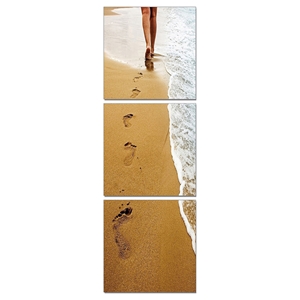 Modrest Footprints 3-Panel Photo - Brown, White 