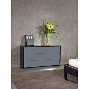 Nova Domus Stone Modern Dresser - 3 Drawers, Gray and Black 
