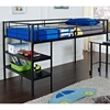 Twin Loft Bed with Desk and Shelves - Metal, Black Finish - WAL-BTLD46SPBL