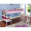 Twin Loft Bed with Desk and Shelves - Metal, White Finish - WAL-BTLD46SPWH