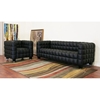 Arriga Black Leather Sofa and Chair Set - WI-0717-2PC