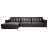 Babbitt Sectional Sofa - Brown Leather, Left Facing Chaise - WI-1365-SECTIONAL-LFC-DU206