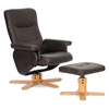 Oliver Reclining Chair &amp; Ottoman - Wood Base, Dark Brown - WI-3025-E