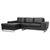 Corbin Chaise Sectional Sofa - Tufted, Chrome Legs, Black - WI-308-SECTIONAL-BLACK-LFC
