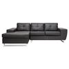 Corbin Chaise Sectional Sofa - Tufted, Chrome Legs, Black - WI-308-SECTIONAL-BLACK-LFC