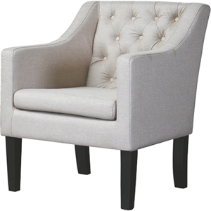 Brittany Club Chair - Button Tufted, Beige 