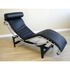 Le Corbusier Style Leather Chaise Lounge in Black - WI-990A-BLACK