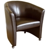 Somerset Full Leather Brown Club Chair with Wheels - WI-A-131-001