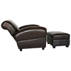 Agustus Brown Leather Recliner Club Chair and Storage Ottoman - WI-A-136-001