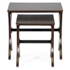 Xavier 2-Piece Wood Nesting Table Set - Wenge, Black Steel Bar - WI-AA-CJ4-WENGE-AT