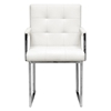 Collins Mid-Century Chair - Ivory Leather, Chrome Steel Legs - WI-ALC-1128-WHITE