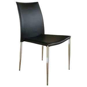 Benton Stackable Black Leather Dining Chair 