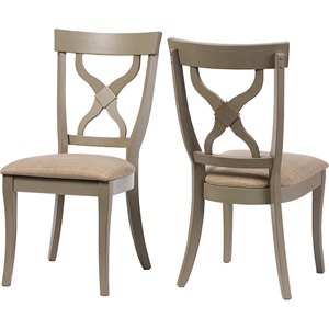 Balmoral X-Back Dining Side Chair - Light Gray, Antique Oak (Set of 2) 