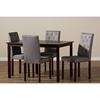 Gardner 5-Piece Rectangular Dining Set - Button Tufted, Gray - WI-ANDREW-5-PC-DINING-SET-10-BUTTONS-GRAY-FABRIC