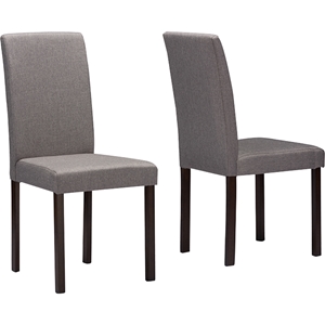 Andrew Contemporary Dining Chair - Espresso Wood, Gray Fabric (Set of 4) 