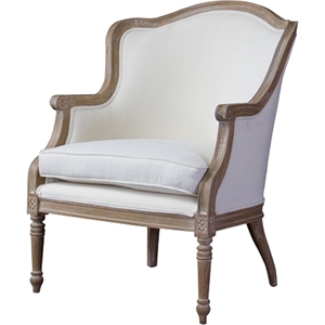Charlemagne Accent Chair - White, Brown Ash 
