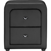 Bourbon Faux Leather Nightstand - 2 Drawers, Black - WI-BBT3074-BLACK-NS