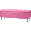 Seine Leather Storage Ottoman - Crystal Button Tufted, Pink - WI-BBT3112-PINK-STORAGE-BENCH