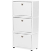 Petito 3 Tiers Faux Leather Shoe Cabinet - White - WI-BBT3113-3T-WHITE-SR